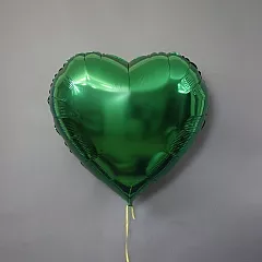 Шар сердце 32 металлик Зеленое